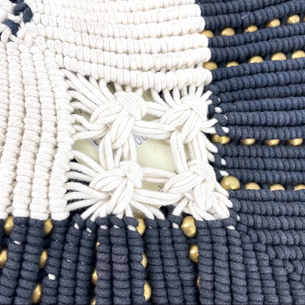 CLEOBELLA🌺Seville Boho Fringe Retro Macrame Beaded Clutch Black & White - Picture 10 of 12